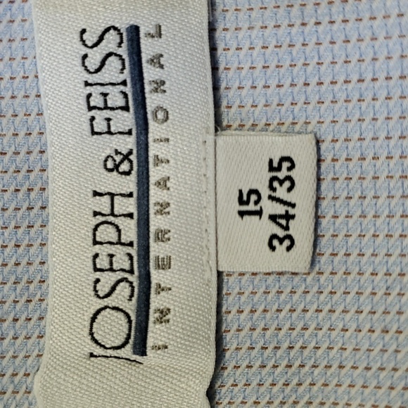 JOSEPH‎ & FEISS DRESS SHIRT. Beautiful shade of blue,  size 15 34/35. No iron. - Picture 8 of 11